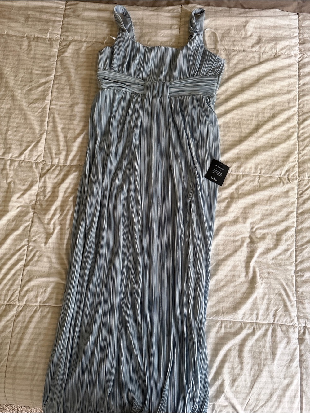 Lulu's Light Blue Square Neck Pleated Dress